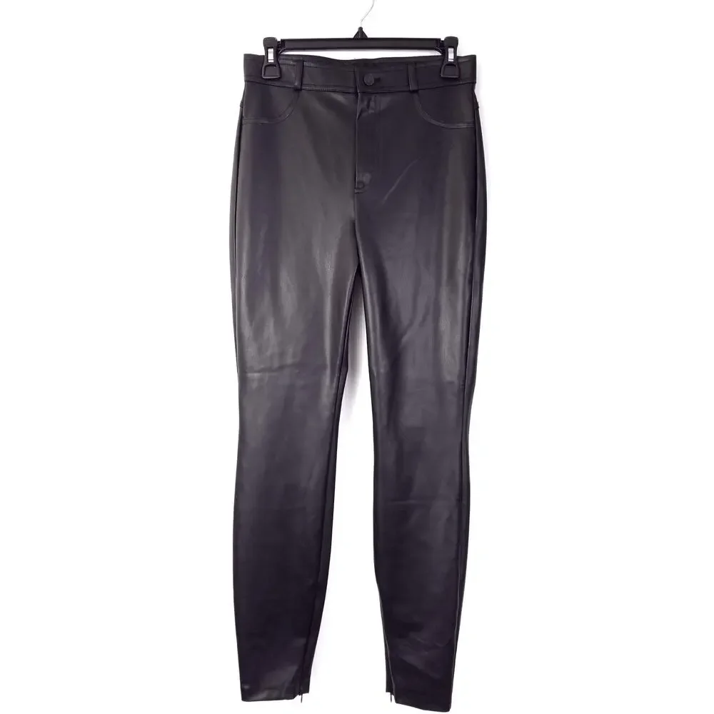 Zara Black Faux Leather Skinny Pants with Ankle Zip Size Medium - Picture 2 of 8